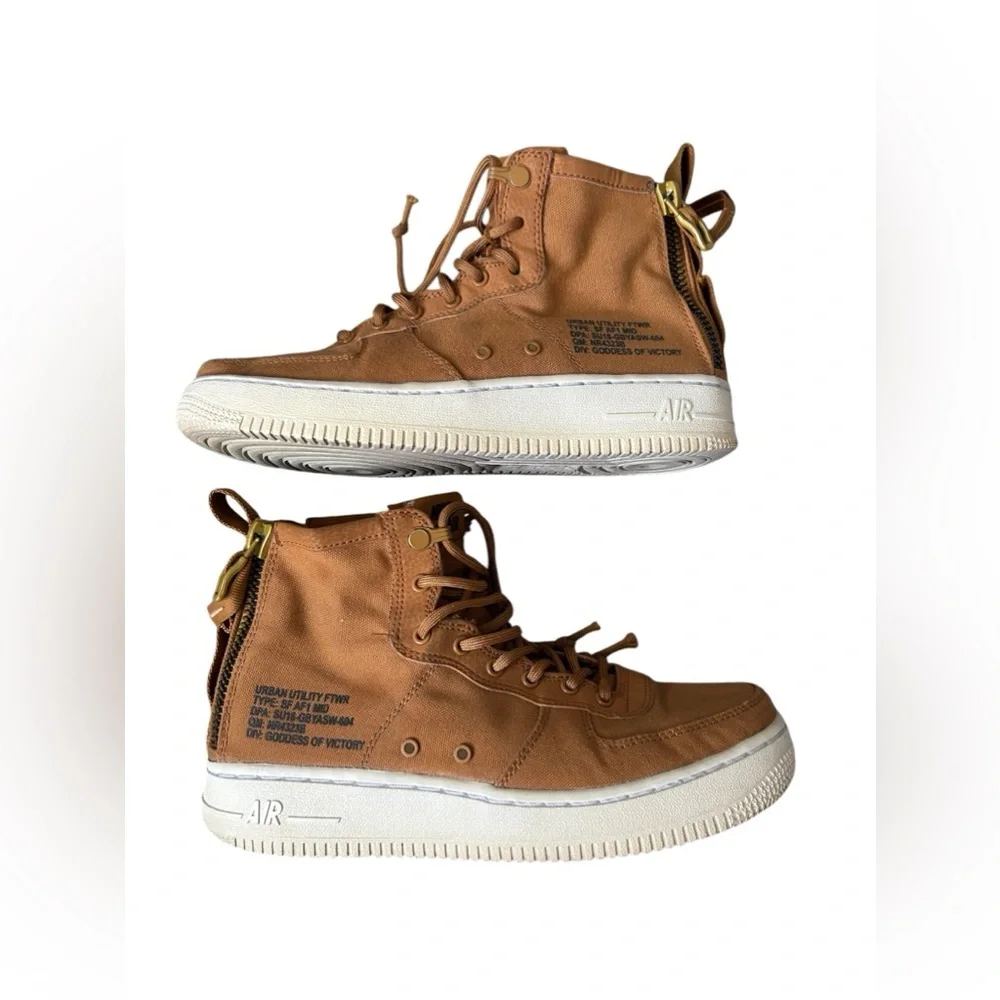 Nike Air SF AF1 Brown canvas high top sneakers size 5Y - Picture 4 of 12
